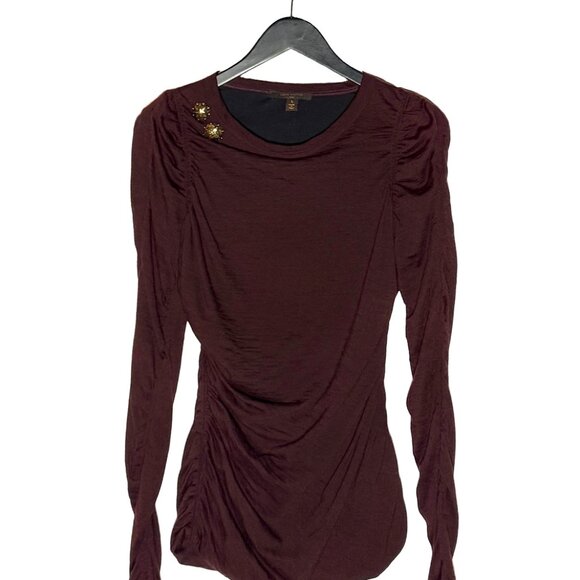Louis Vuitton 2010 Burgundy Star Button Accents Top - Picture 1 of 9